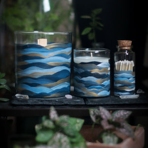 Blue & Gold Wave Candle Votive