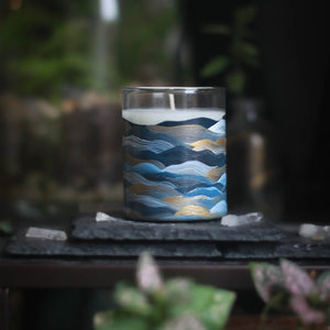 Blue & Gold Wave Candle Votive