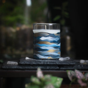 Blue & Gold Wave Candle Votive