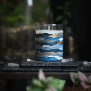 Blue & Gold Wave Candle Votive