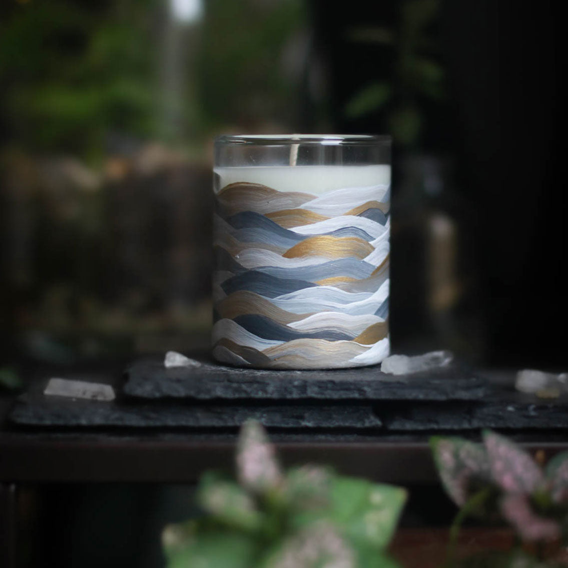 Gray & Gold Wave Candle Votive