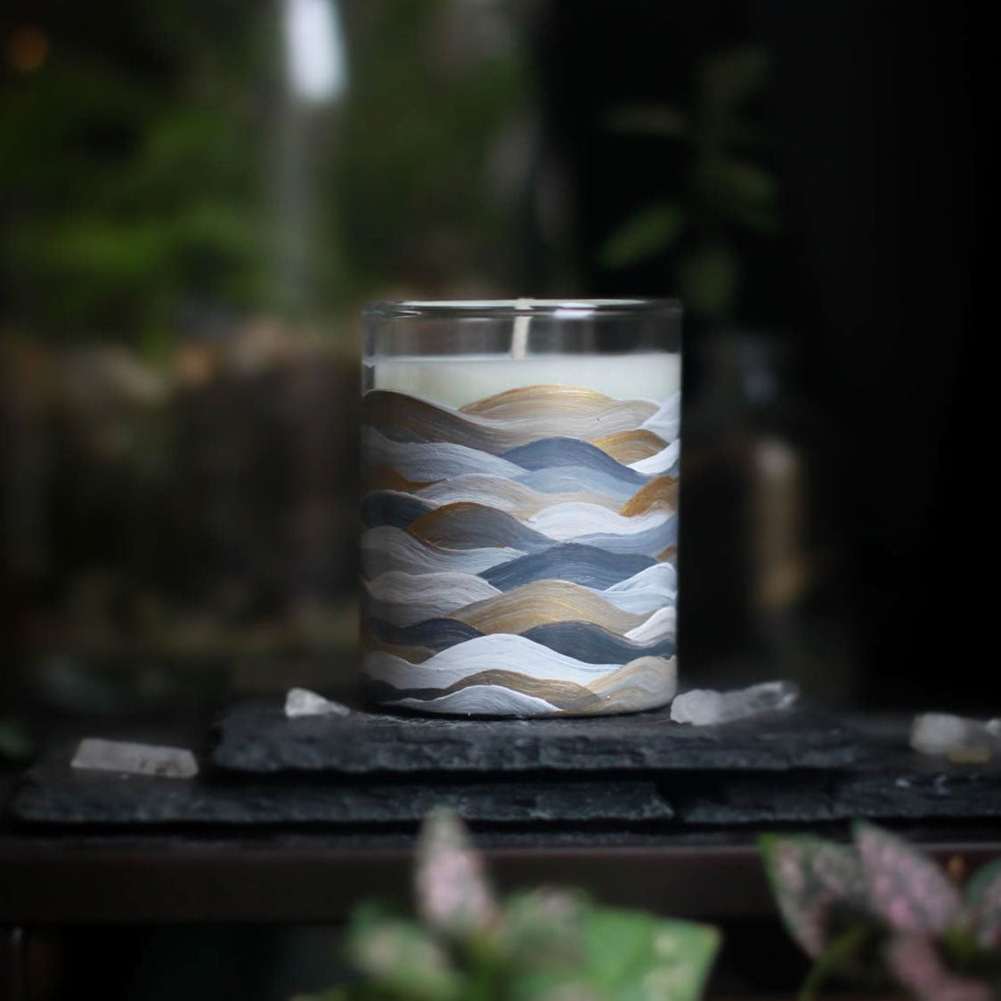 Gray & Gold Wave Candle Votive