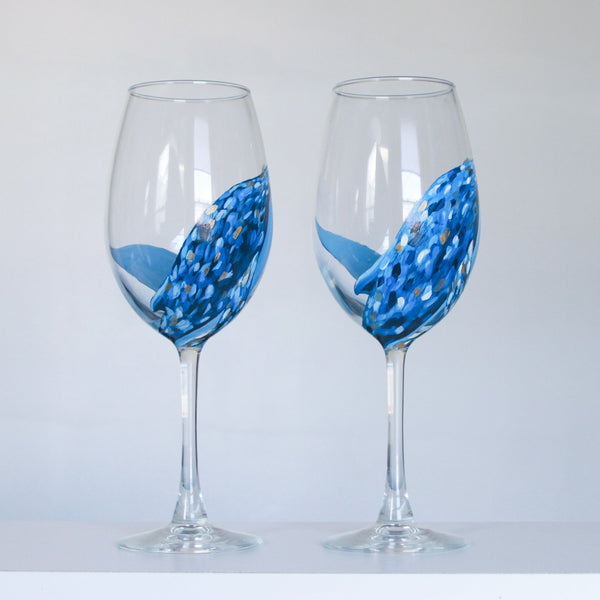 Whale Large Wine Glasses S/4Beach Decor Shop